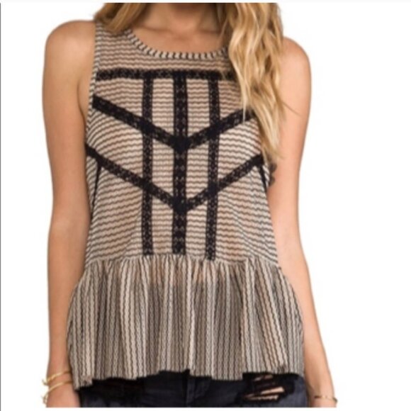 Free People Tops - Free People Peplum Crochet Knit Tank Top  Coquette Indie Dainty Festival Boho XS